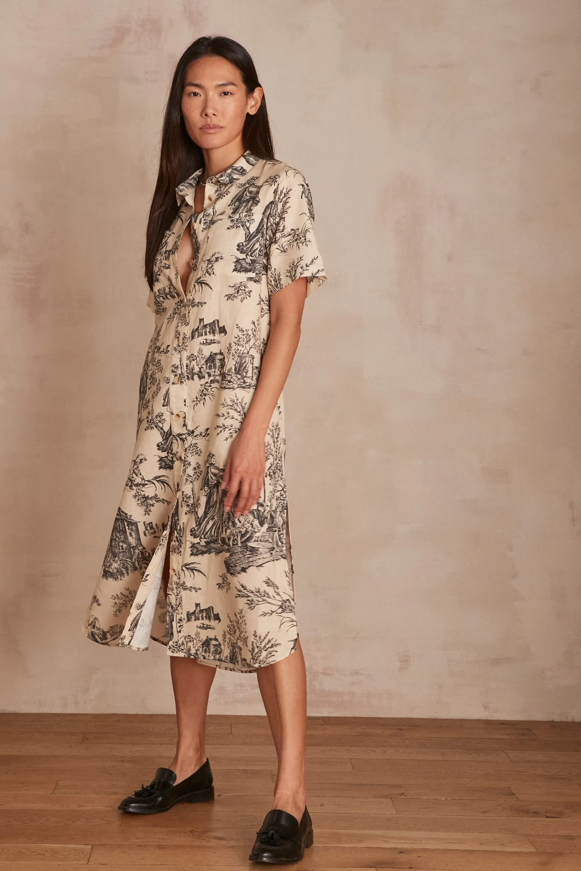 Maison 123 Robes Longues | Robes Imprimées>Robe chemise Maxine CREME