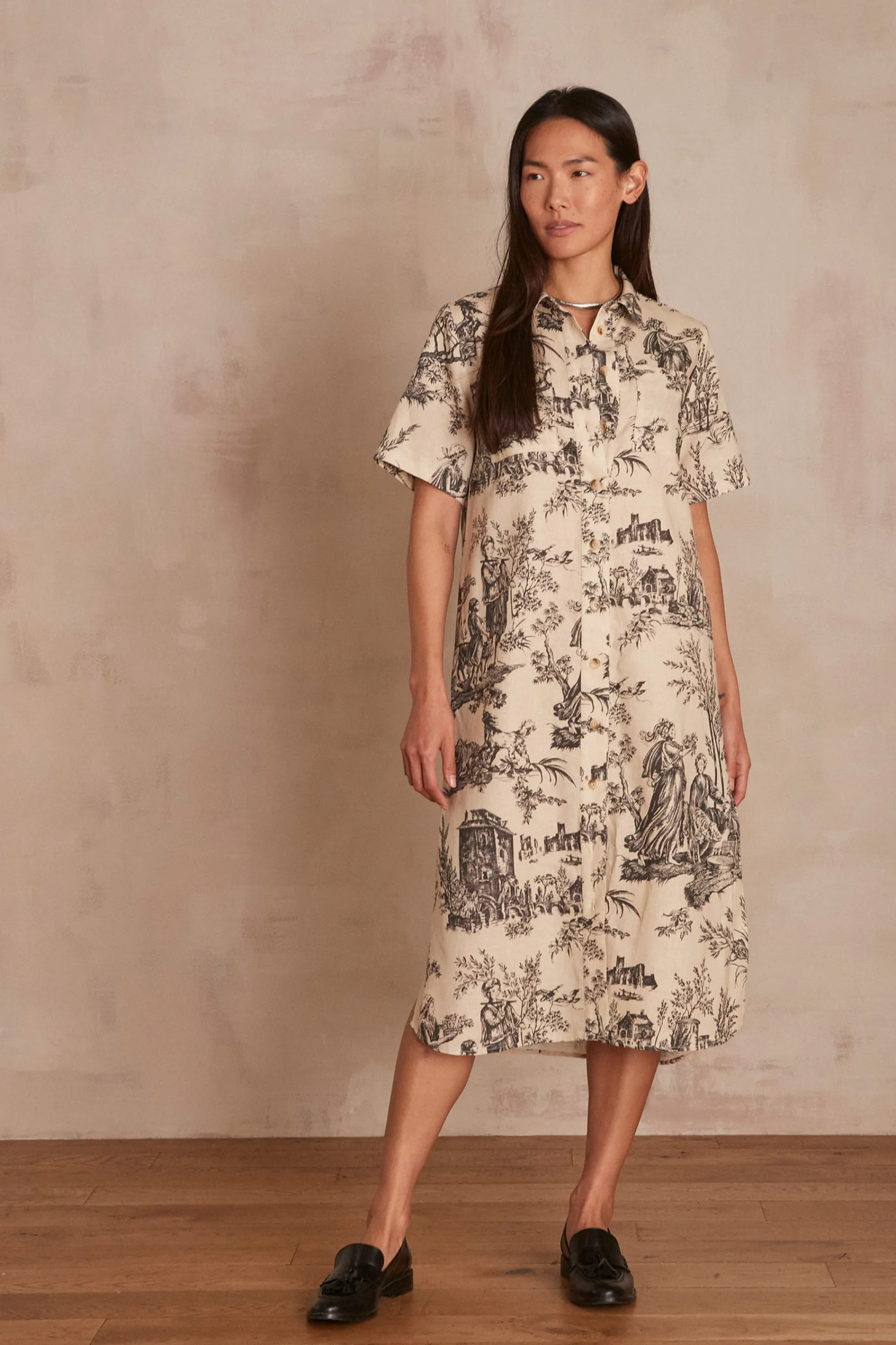 Maison 123 Robes Longues | Robes Imprimées>Robe chemise Maxine CREME