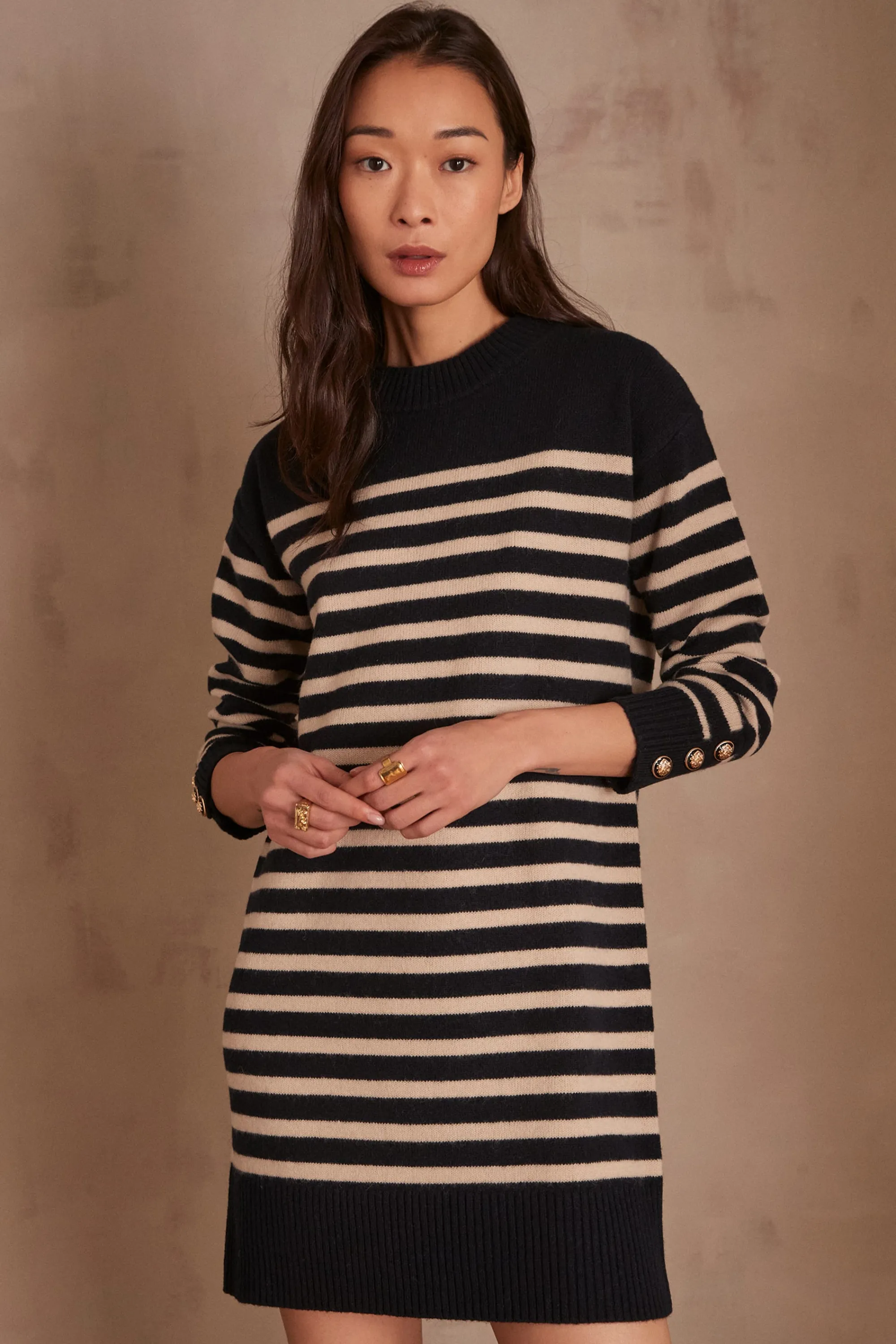 Maison 123 Robes Imprimées>Robe en laine LAETITIA MARINE