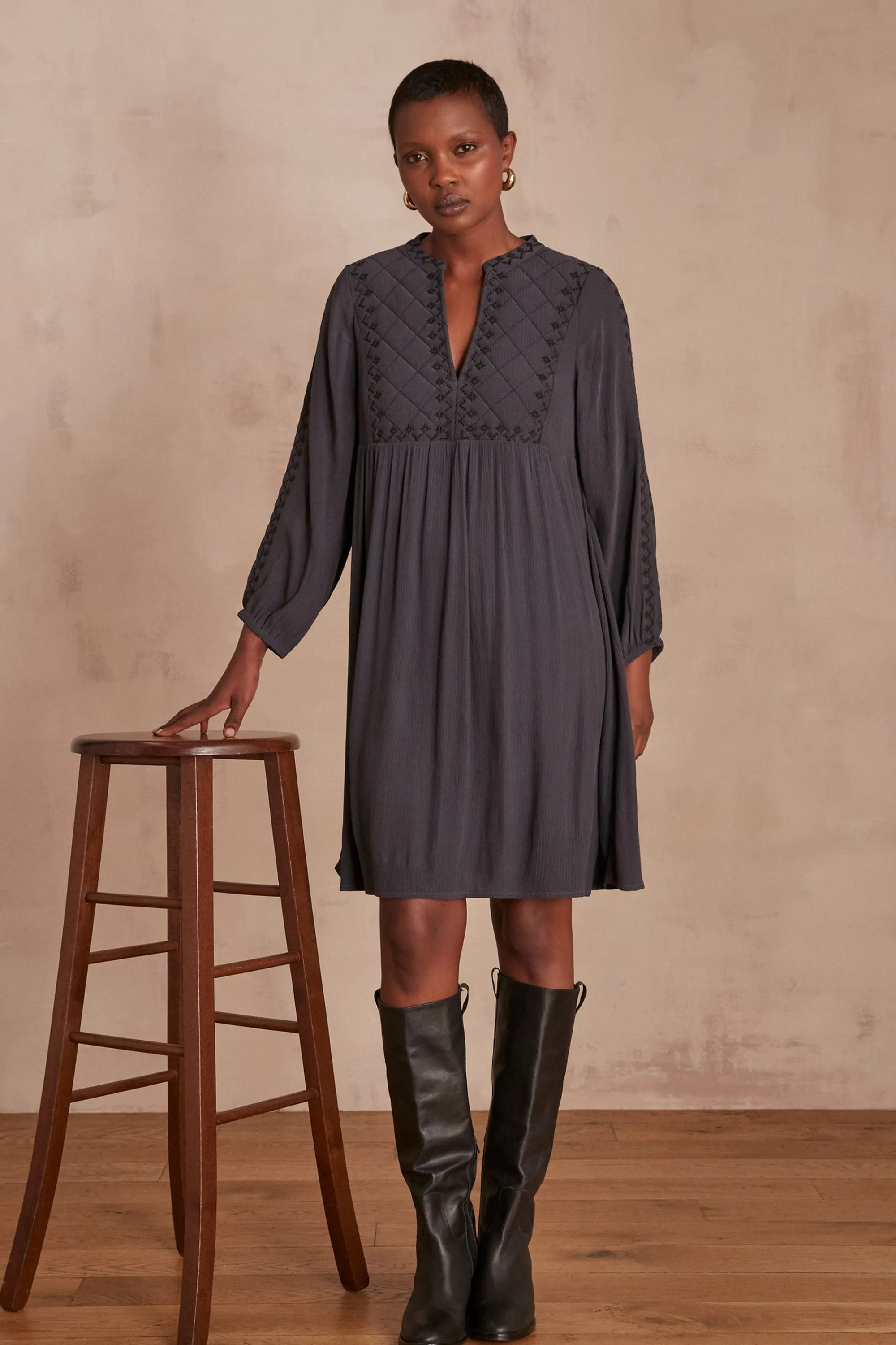 Maison 123 Robes Fluides>Robe MAELYS TAUPE CLAIR