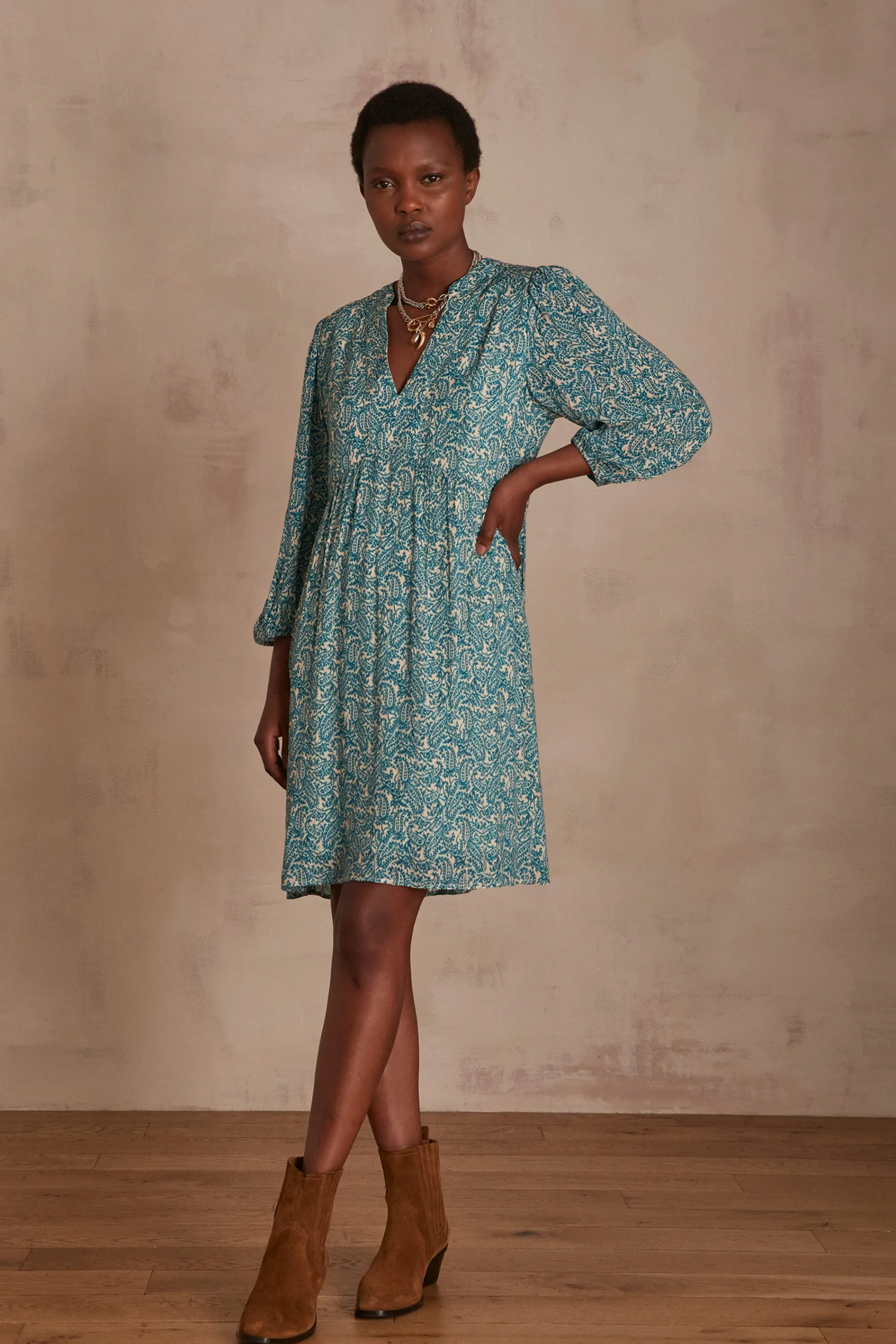 Maison 123 Robes Courtes | Robes Imprimées>Robe Manuella TURQUOISE