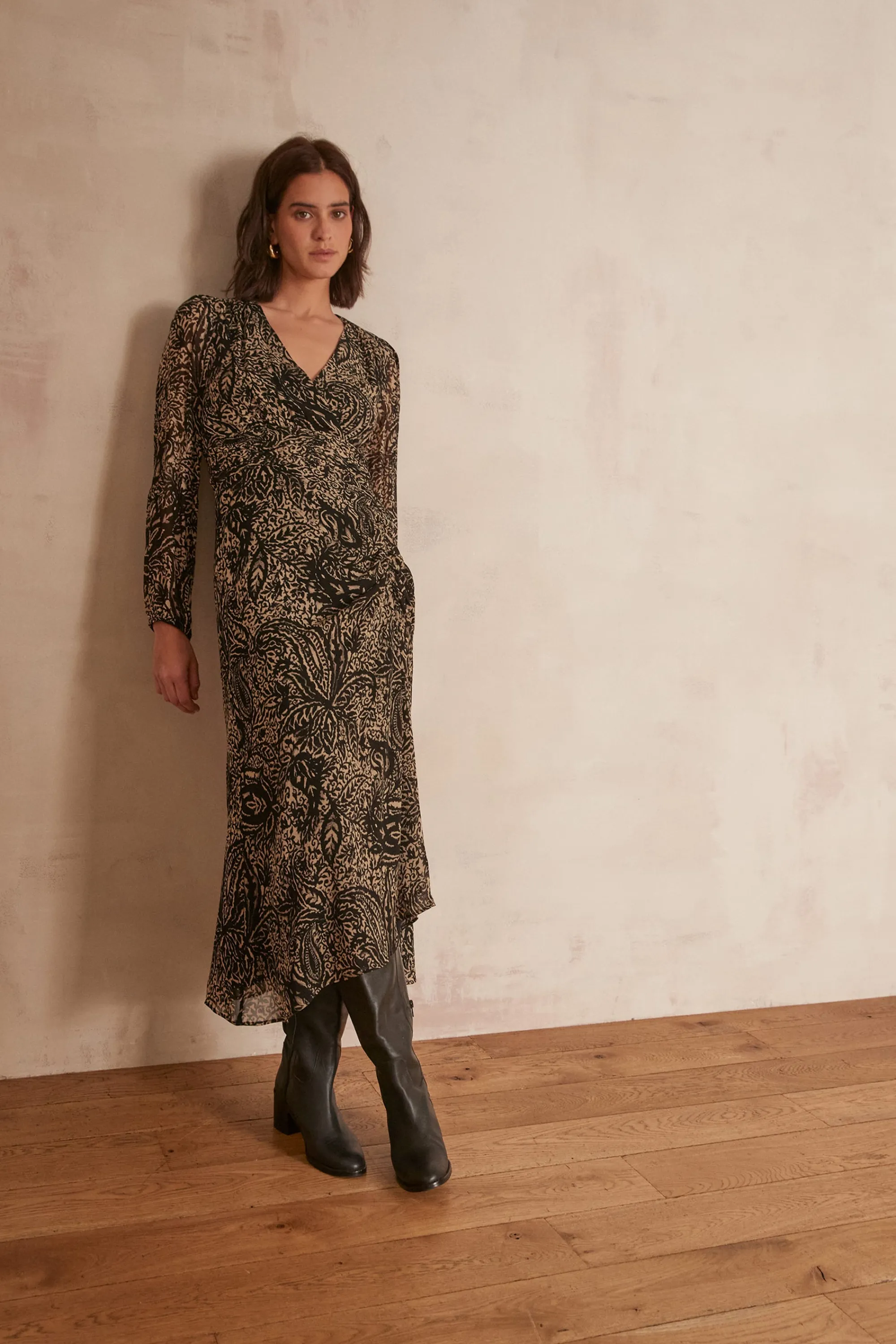 Maison 123 Robes Longues | Robes Imprimées>Robe MARTINA NOIR