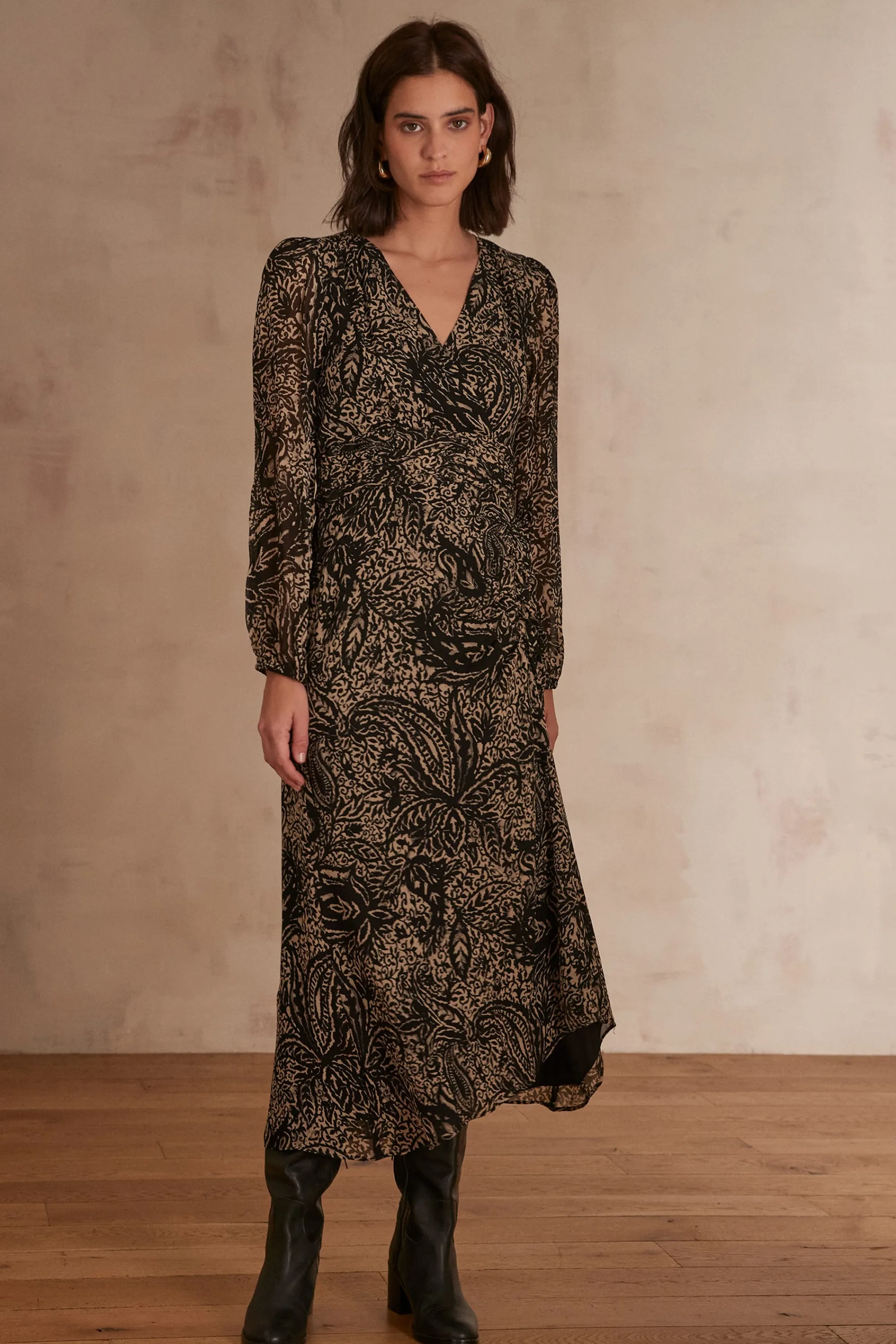 Maison 123 Robes Longues | Robes Imprimées>Robe MARTINA NOIR