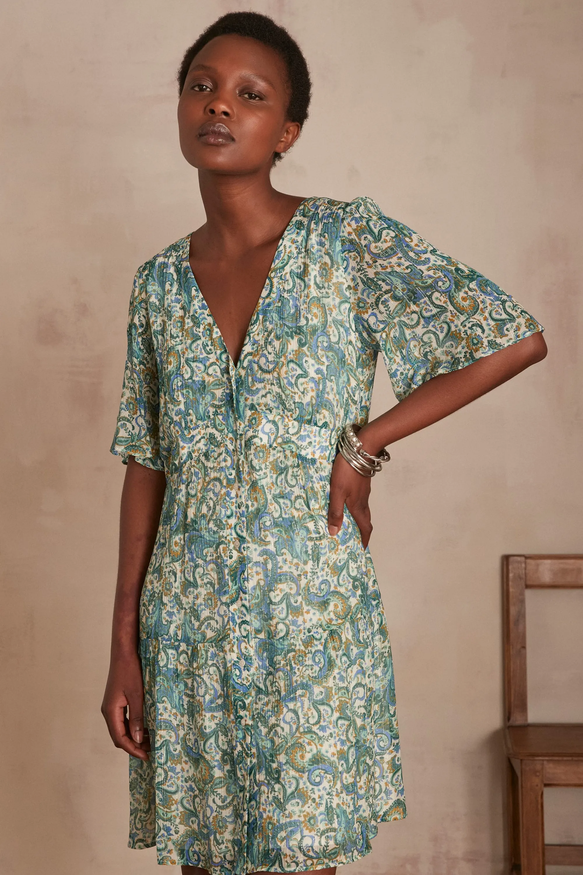 Maison 123 Robes Courtes | Robes Imprimées>Robe Melba PETROLE