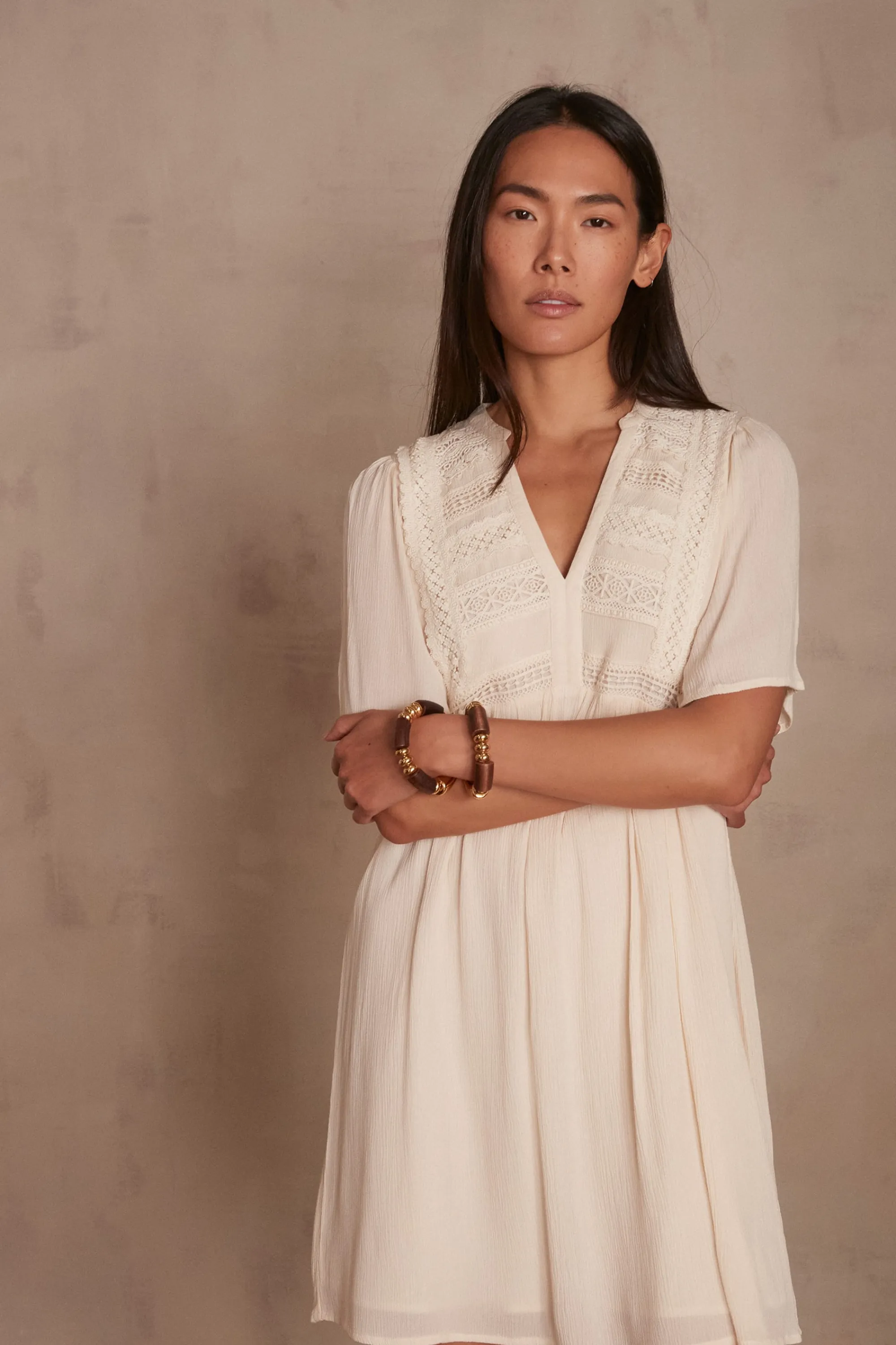 Maison 123 Robes Courtes | Robes Bohèmes>Robe Muse CREME