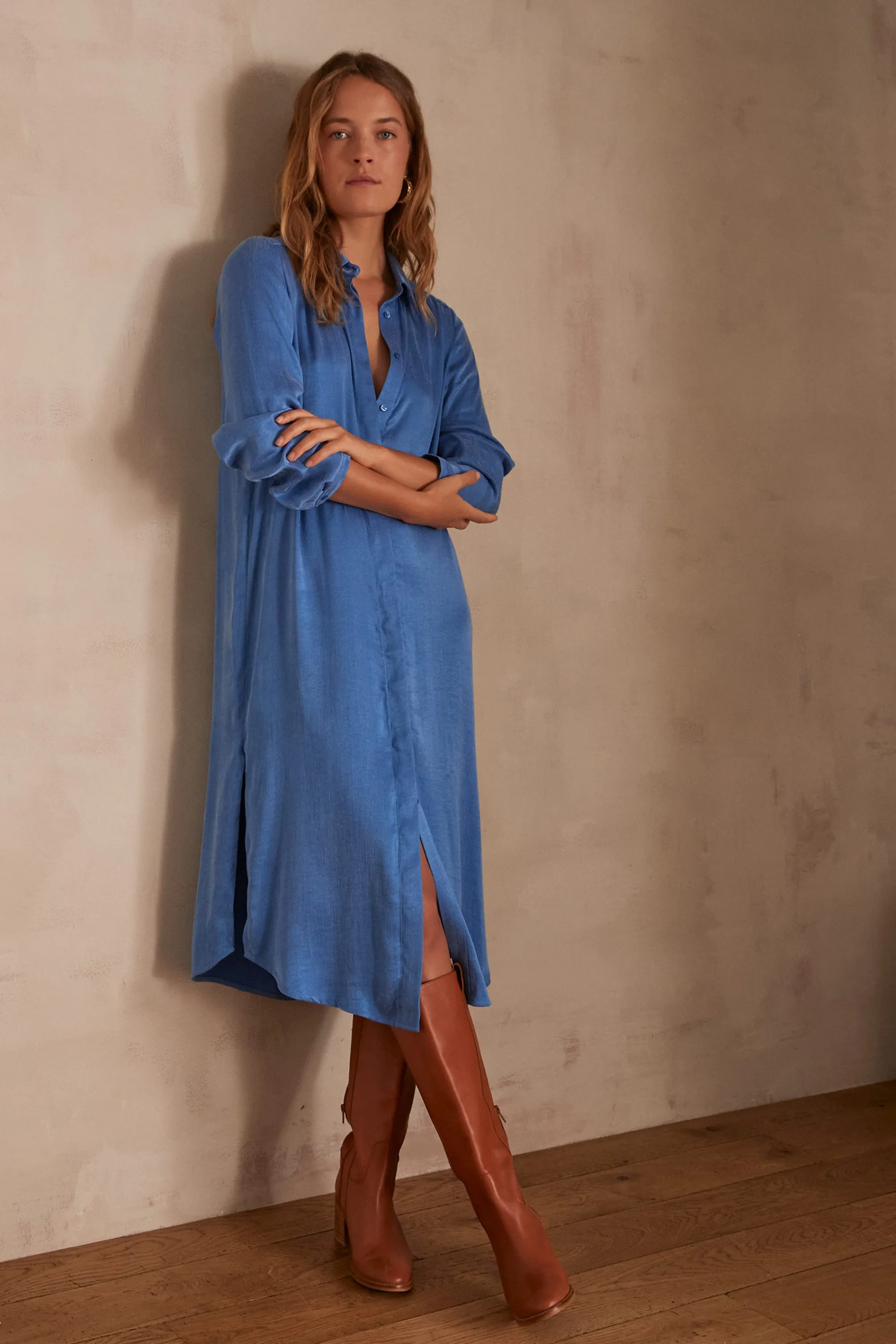 Maison 123 Robes Longues | Robes Bohèmes>Robe-chemise COREY LAVANDE