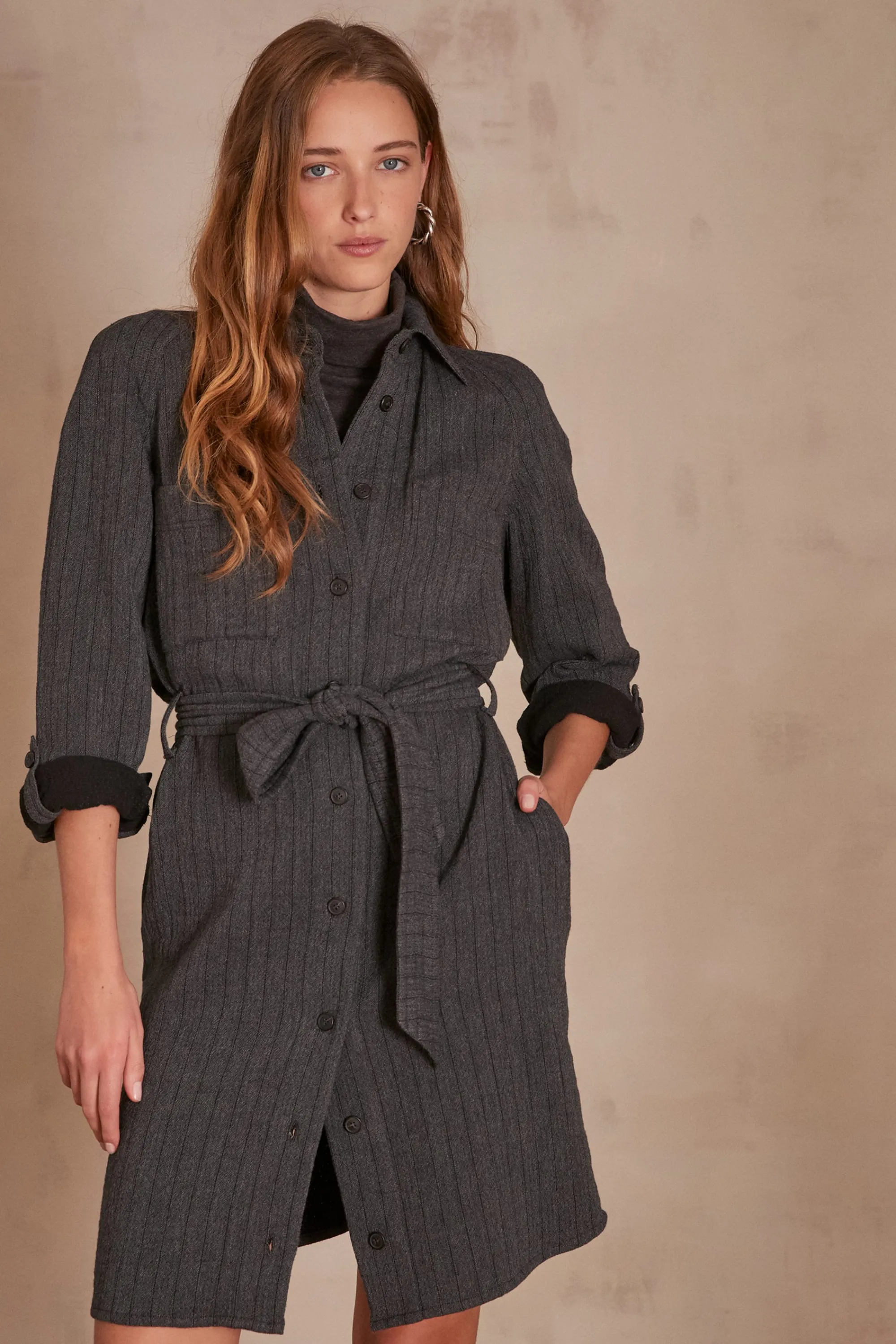 Maison 123 Robes Fluides>Robe-chemise MONDAY CHINE CLAIR