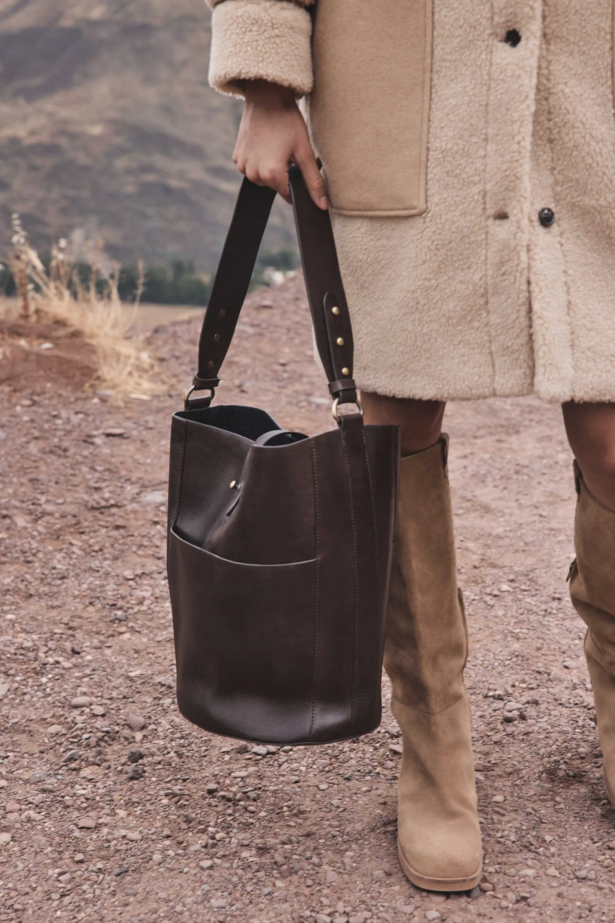Maison 123 Les Sacs>Sac GABRIEL SEAU XL MARRON FONCE