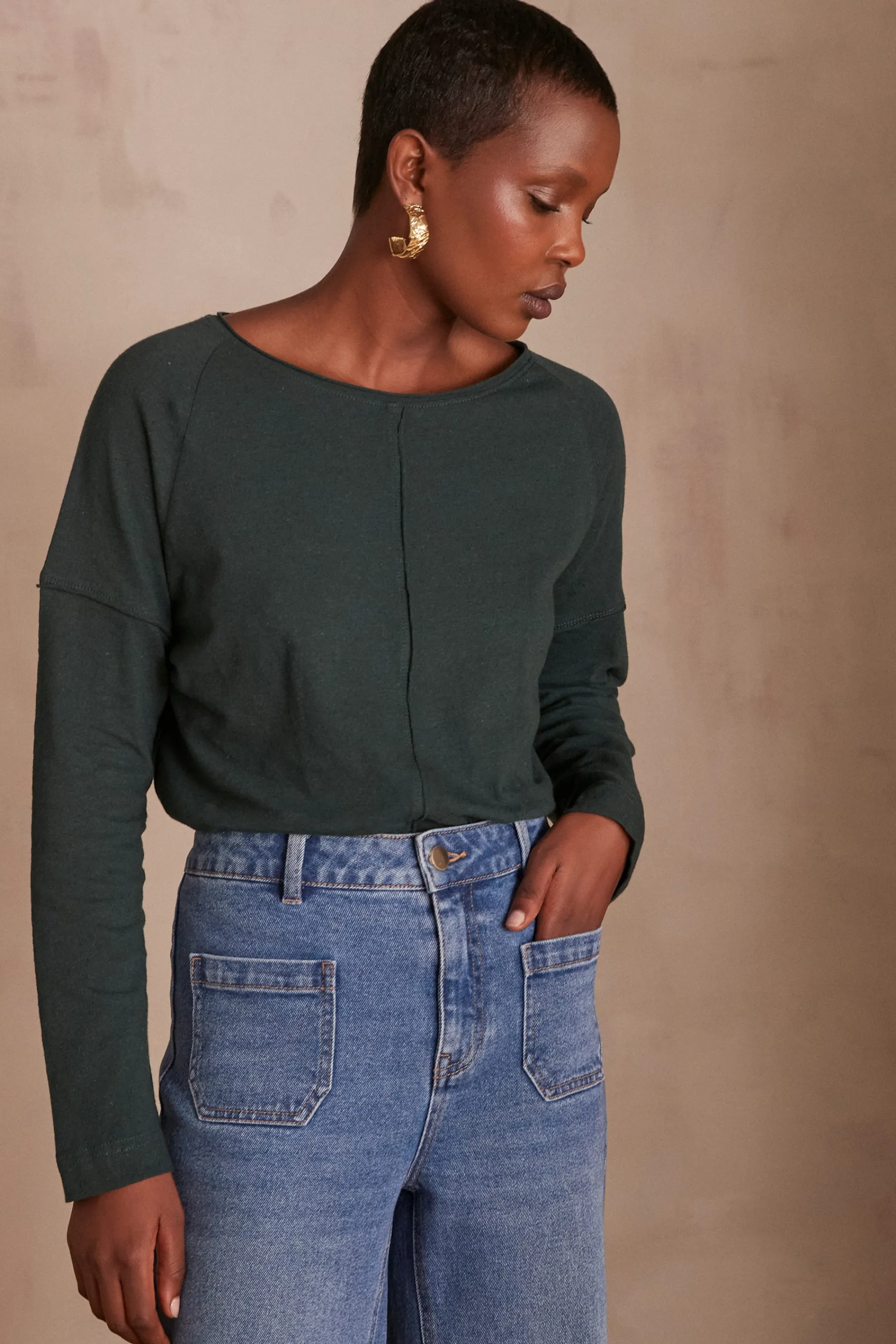 Maison 123 T-Shirts Col Rond | T-Shirts À Manches Longues>T-shirt DAKOTA VERT SAPIN