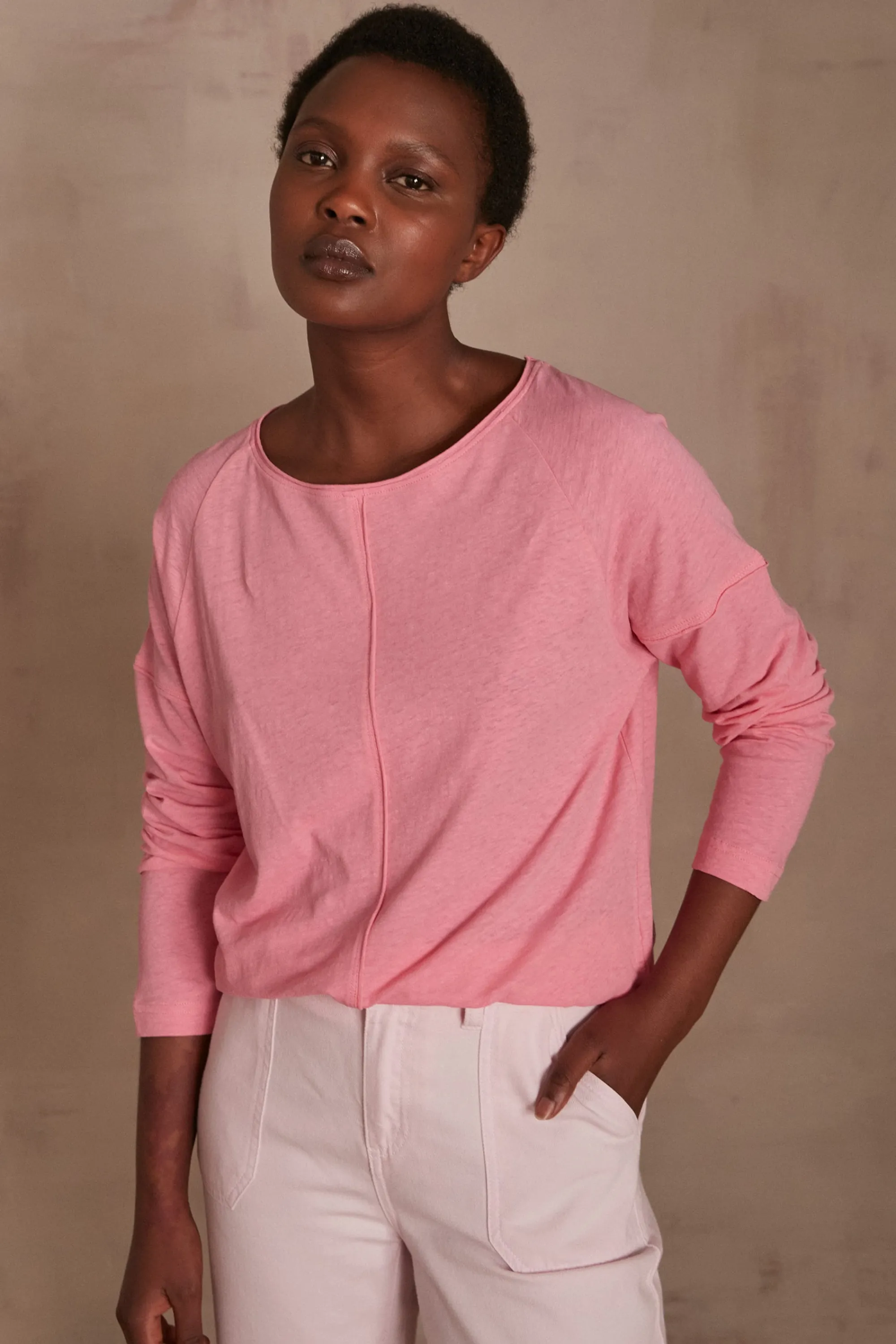 Maison 123 T-Shirts Col Rond | T-Shirts À Manches Longues>T-shirt DAKOTA ROSE PALE