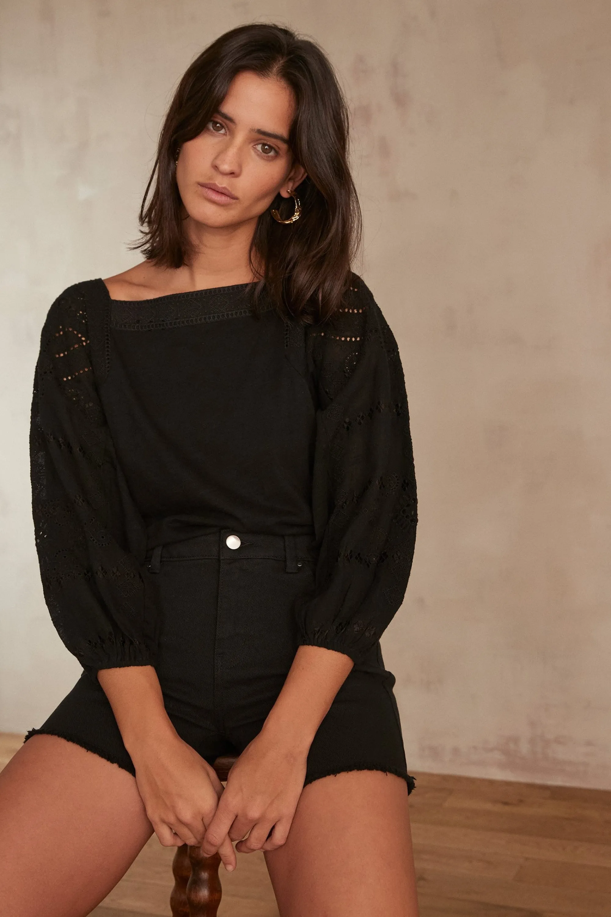Maison 123 T-Shirts À Manches Longues>T-SHIRT DEBORAH NOIR