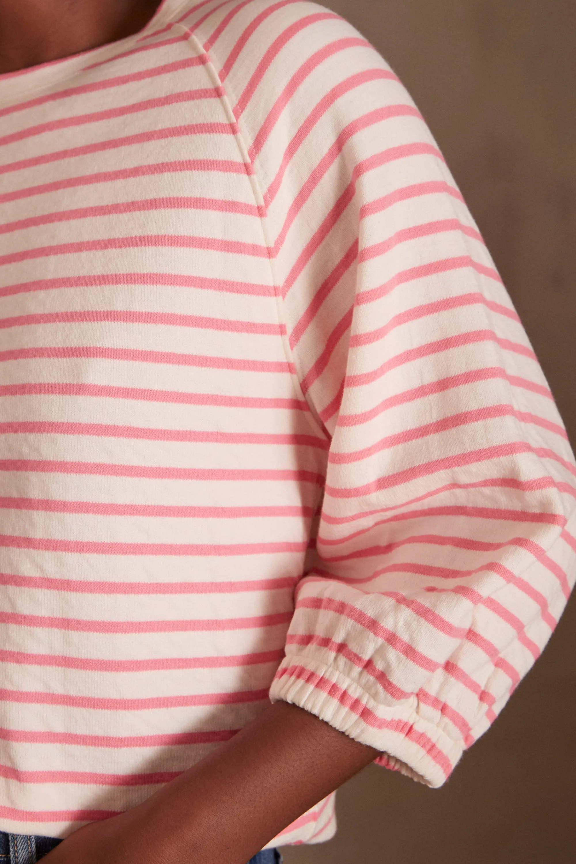 Maison 123 T-Shirts Col Rond>T-shirt marinière TRENT ROSE PALE