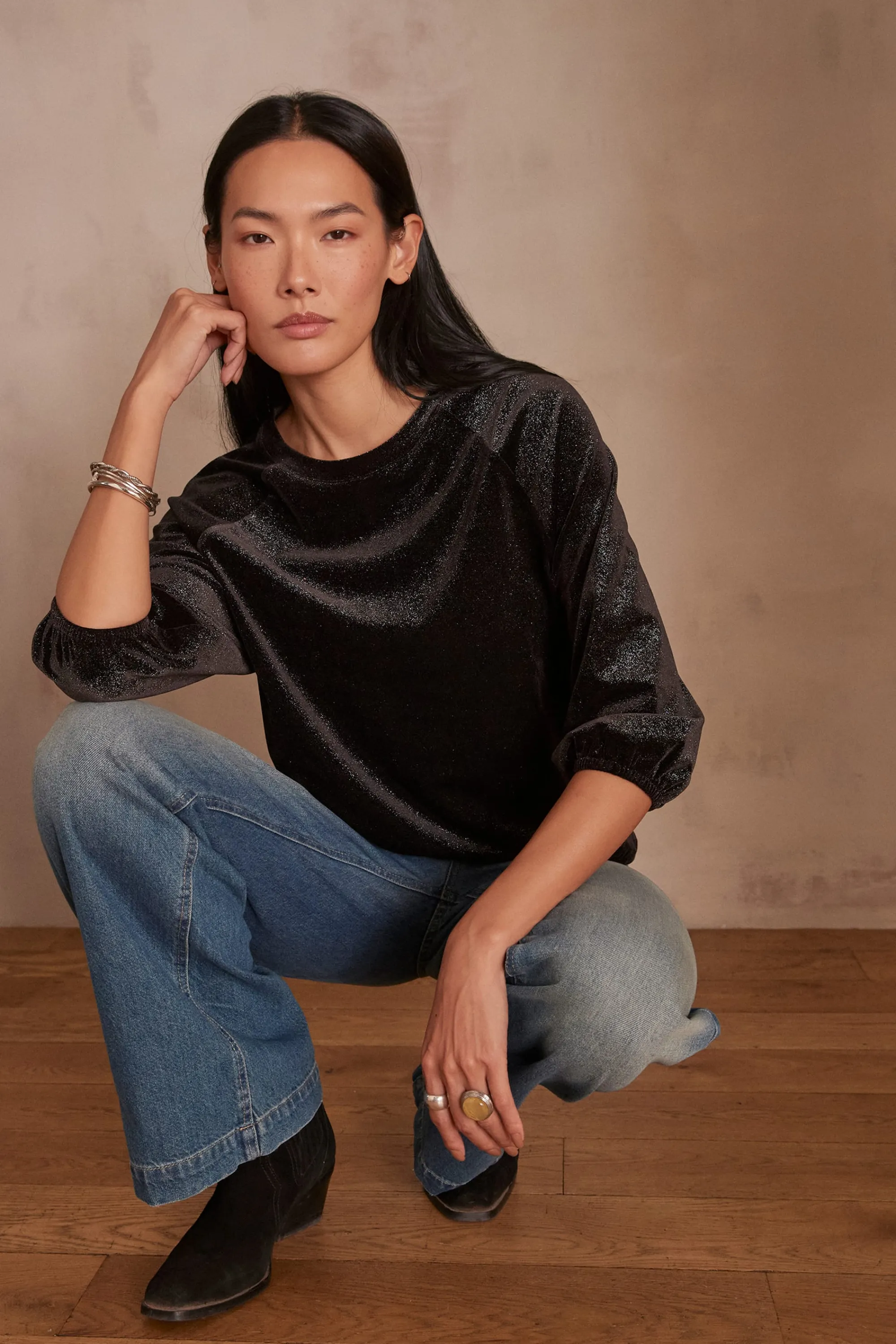 Maison 123 T-Shirts Col Rond>T-shirt TOPAZE NOIR