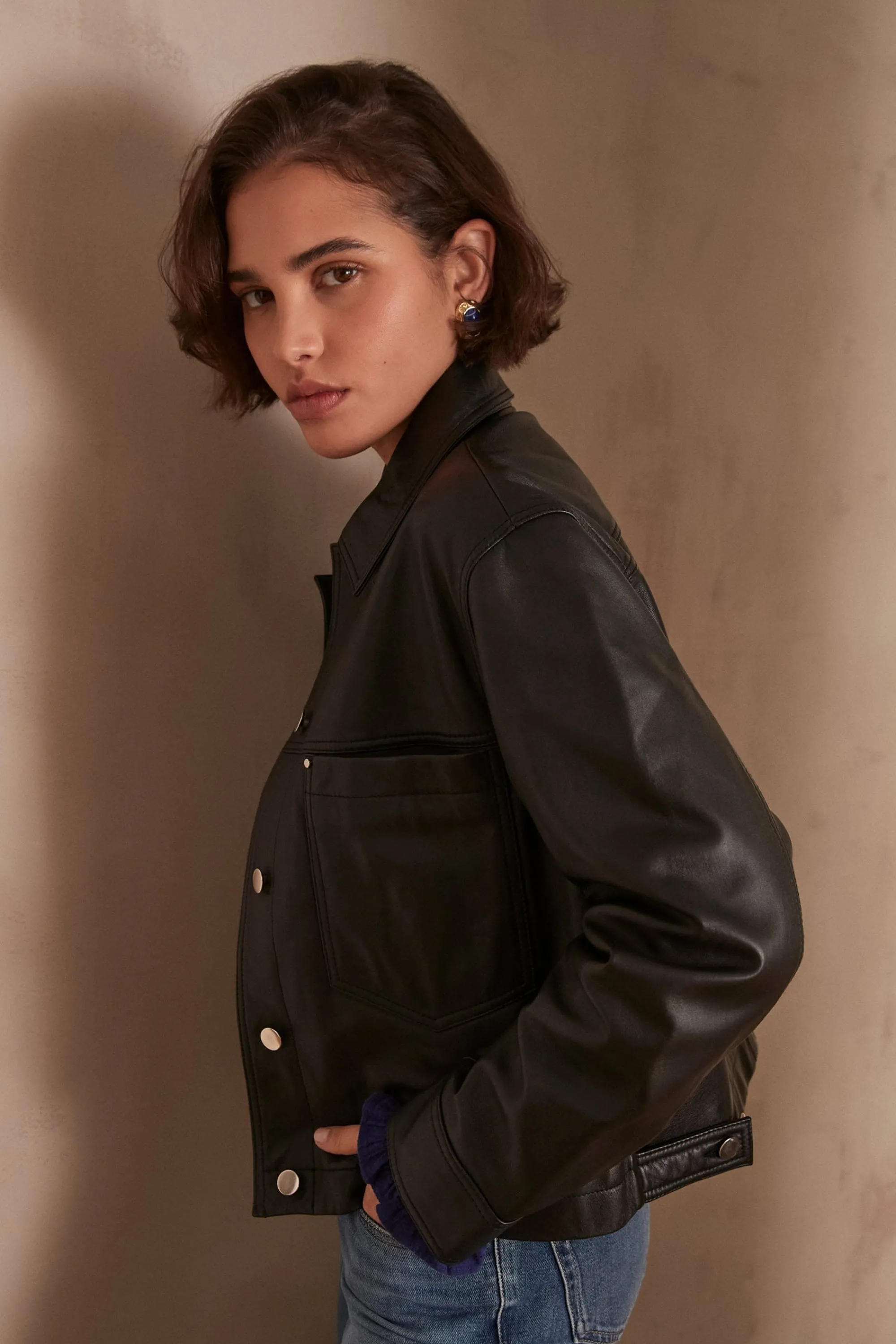Maison 123 Manteaux Et Blousons En Cuir | Vestes Et Blousons En Cuir>Veste en cuir CARLA NOIR