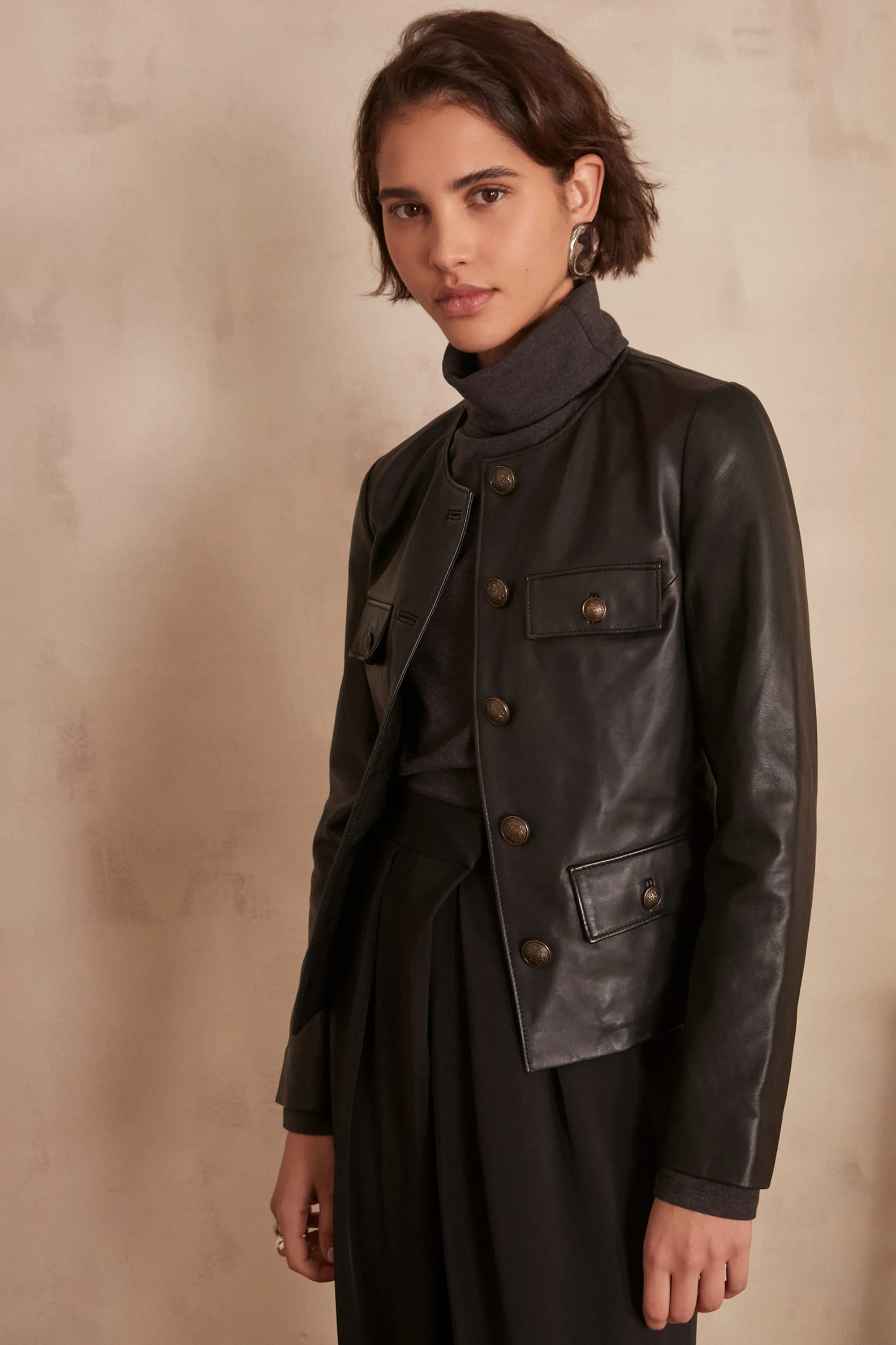 Maison 123 Manteaux Et Blousons En Cuir | Vestes Et Blousons En Cuir>Veste en cuir CHARLOTTE NOIR